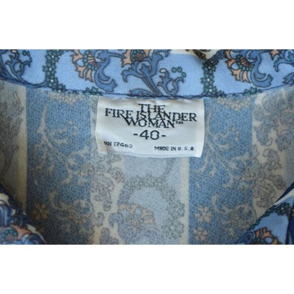 Vintage 80s The Pioneer Woman Blue Striped Floral Button Down Blouse Size L 40 - Picture 3 of 8